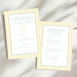 Last Toast on the Coast Bachelorette Itinerary Beach Bachelorette Party Invitation Hens Weekend Beach Girls Trip Itinerary Hens Party Invite