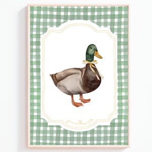 Duck Nursery Print | Mallard Duck| Bow Wall Art | Duck wearing Bow Printable | Gender Neutral Baby Shower Gift | Digital Download Nursery
