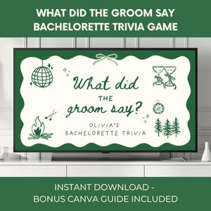 Camping Bachelorette Themed What did the groom say Bachelorette Trivia Game, Bach Drinking Game for Hens Party Guess who said it Power point