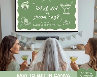 What Did the Groom Say Canva Free Template, Margs and Matrimony Bachelorette Game, Bach Groom Trivia Game, Margarita Bach (Digital Download)