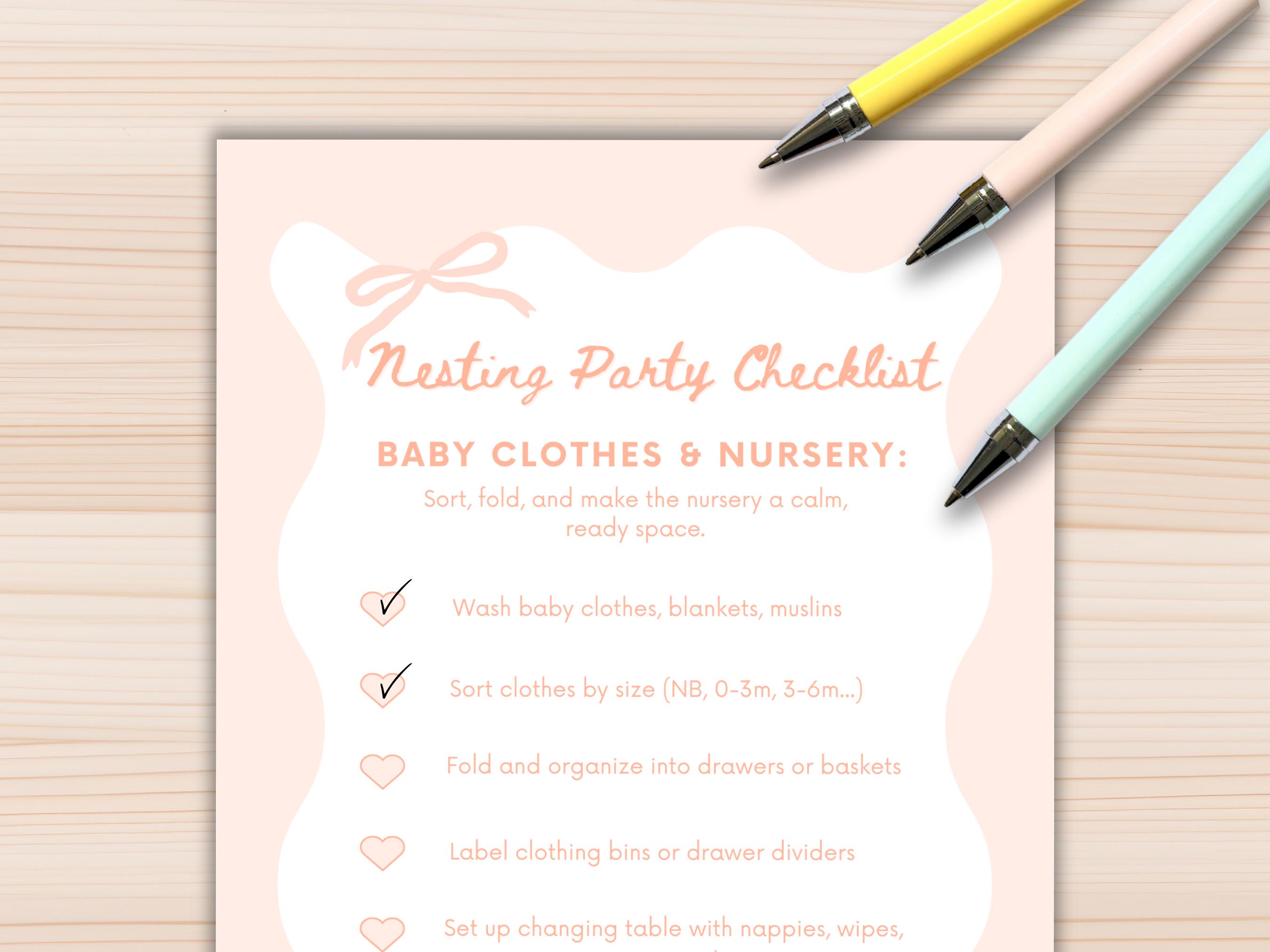 Nesting Party Checklist Editable Template, Nesting Party Ideas, Modern ...