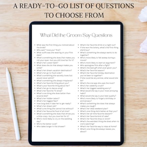 What Did the Groom Say? editable bridal trivia game with a beachy coastal theme, great for bachelorette parties, hens parties, bridal showers, girls weekends, and wedding shower games. Features 15 groom trivia questions and fun drinking game rules, including space to upload video answers for the big reveal. Perfect for last toast on the coast celebrations and fully editable in Canva for easy personalization. Incudes 50 bonus questions to choose from to ask the groom!