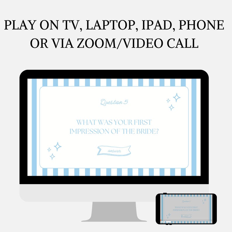 Fun and fully editable What Did the Groom Say bachelorette trivia game with a coastal beach design, ideal for bridal showers, hens parties, girls weekends, bride-to-be celebrations, and last toast on the coast events. Includes 15 interactive groom trivia questions and drinking game play, with slots to add video answers. Perfect for wedding shower games and easy to customize and play on any device using Canva.