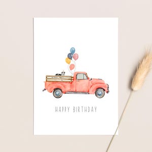 Tarjeta de cumpleaños de granjero / Tarjeta de cumpleaños de camión / Tarjeta de cumpleaños de perro pastor / Tarjeta de cumpleaños de granjero imprimible / Descarga digital / A6 y A7