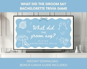 What did the groom say bachelorette trivia game, Bach Drinking Game for Hens Party, Last Toast on Coast, Game Power point (Digital Download)