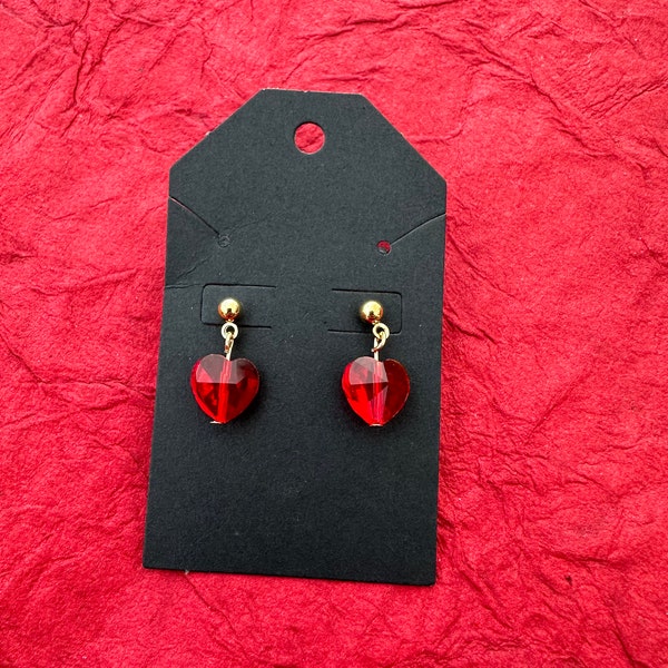 Petite Love Heart Earrings, Handmade Jewelry Items, Red Crystal Heart Jewelry, Simple Earring Designs, Love Jewelry Items