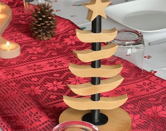 Decoración de mesa de árbol de Navidad de madera