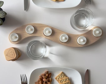 Candelabro de boda de madera de arce curvada, decoración para el centro de la mesa.