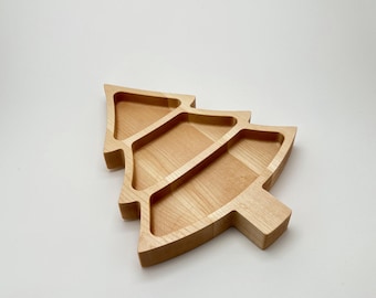 Bandeja de madera de arce con forma de árbol de Navidad