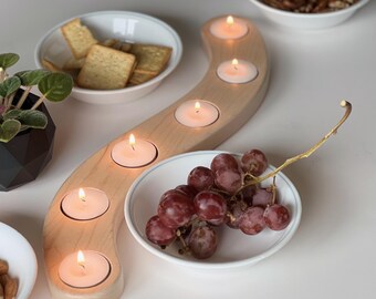 Candelabro de madera de arce curvado, regalo de decoración para el hogar, regalo para papá