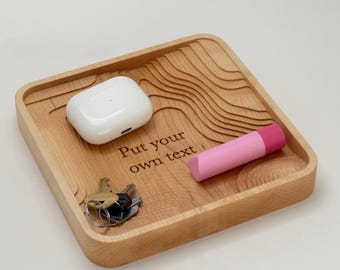 Bandeja de madera de arce personalizada para todo uso: bandeja grabada, organizador de escritorio