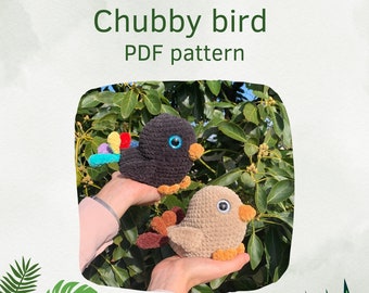 Chubby bird low sew crochet pattern amigurumi, PDF download, plushie pattern