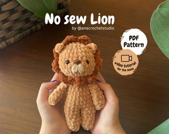 Lion Crochet Pattern No Sew – Beginner Amigurumi Plush Toy PDF, Easy Cute Animal