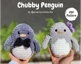 Chubby penguin no sew crochet pattern amigurumi PDF