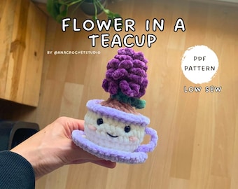Flower in a teacup PDF crochet pattern hyacinth amigurumi