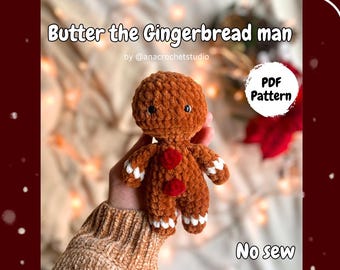 Gingerbread man No sew PDF Crochet pattern Amigurumi