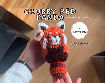Chubby Red Panda Low sew PDF Crochet pattern Amigurumi