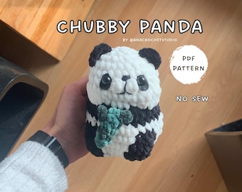 Chubby Panda No sew PDF Crochet pattern Amigurumi