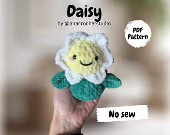 Daisy flower no sew PDF crochet pattern amigurumi