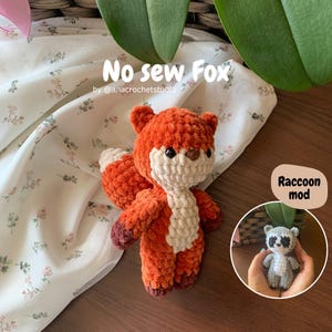 Fox Raccoon No sew Forest Animals PDF Crochet pattern Amigurumi