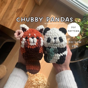 Panda and Red Panda No - Low sew PDF Crochet pattern Chubby Amigurumi