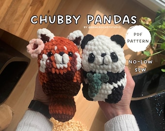 Panda and Red Panda No - Low sew PDF Crochet pattern Chubby Amigurumi