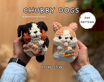Chubby Dogs Low sew PDF Crochet pattern Amigurumi: Welsh Corgi and Bernese Mountain