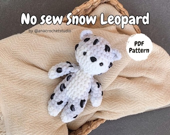 Snow Leopard No sew PDF Crochet pattern Amigurumi