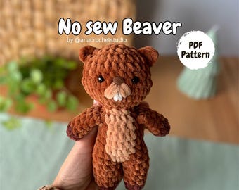 Beaver Crochet Pattern No Sew – Beginner Amigurumi Plush Toy PDF, Easy Cute Animal