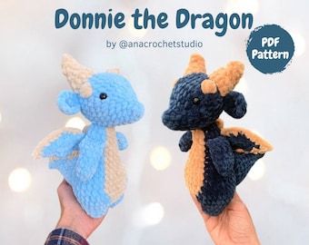 Donnie the Dragon PDF crochet pattern amigurumi plushie digital