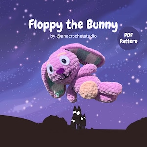 Floppy the Bunny PDF padrão de crochê amigurumi de pelúcia