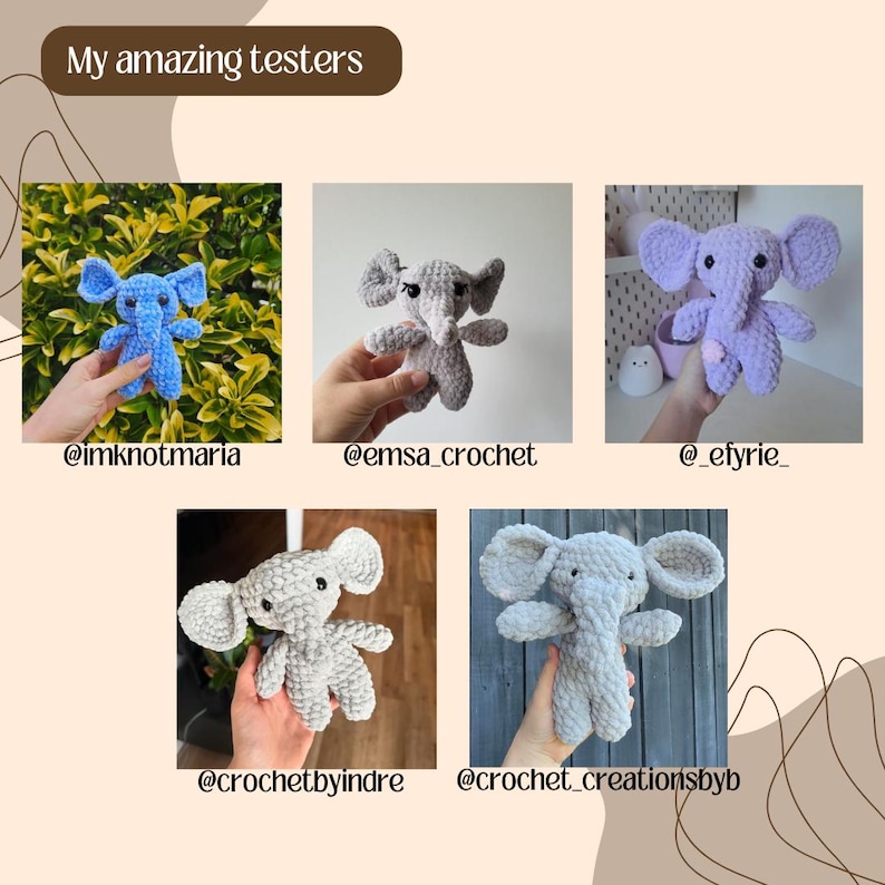 Elephant Crochet Pattern No Sew – Beginner Amigurumi Plush Toy PDF ...