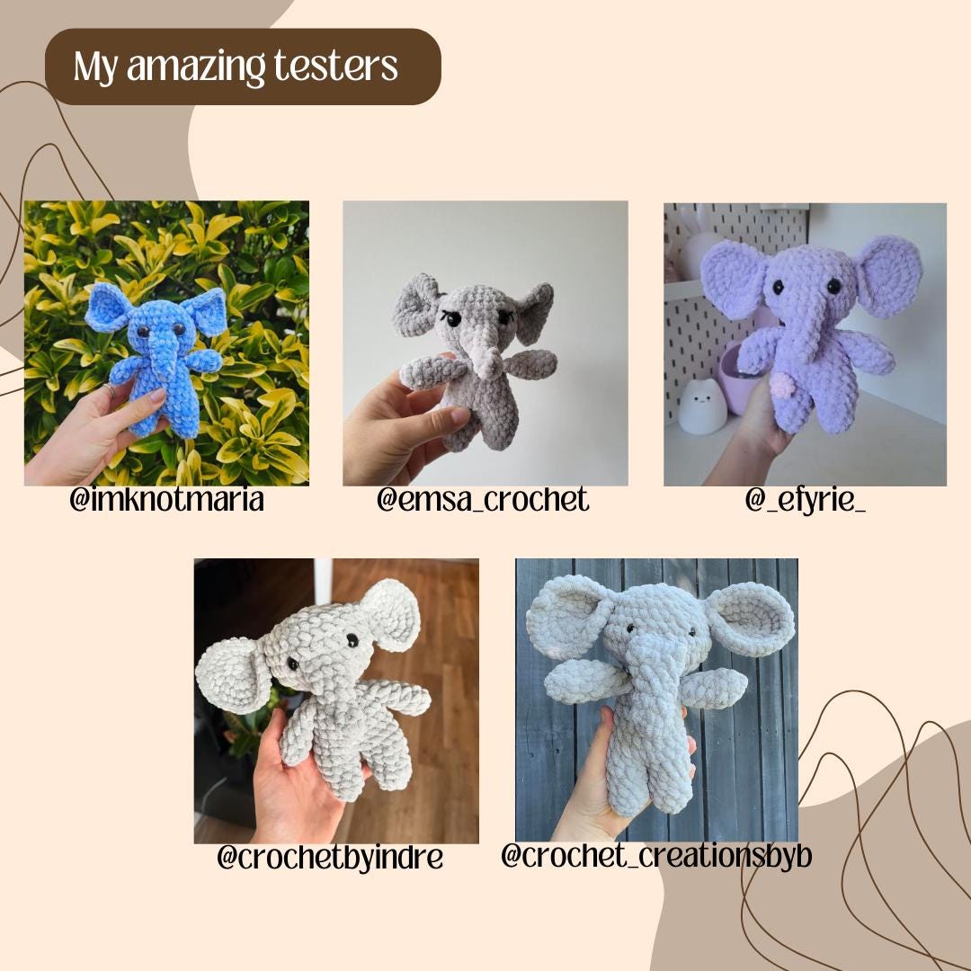 Elephant Crochet Pattern No Sew – Beginner Amigurumi Plush Toy PDF ...