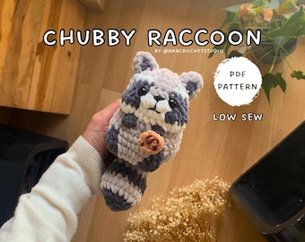 Chubby Raccoon Low sew PDF Crochet pattern Amigurumi