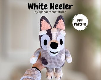 White Heeler PDF crochet pattern amigurumi plushie dog