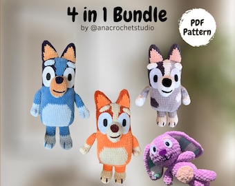 Heelers dogs and Bunny Crochet Patterns: Amigurumi Plushie Bundle (PDF Pattern)