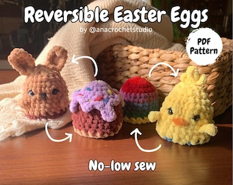 Reversible Easter Eggs Amigurumi PDF Crochet pattern bunny chick Flip