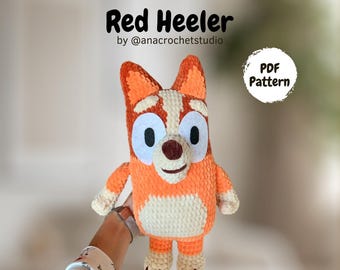 Rode Heeler PDF haakpatroon amigurumi knuffel hond