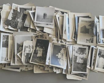 Lote de 10, 20, 35, 50, 75, 100, 200 fotografías antiguas originales encontradas al azar en blanco y negro, instantáneas vintage sepia, ideales para manualidades.