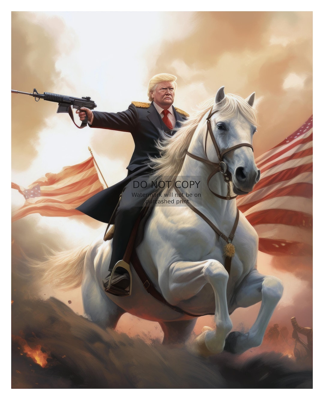 President Donald Trump Riding A White Stallion Patriotic 4X6, 5X7, 8X10 ...