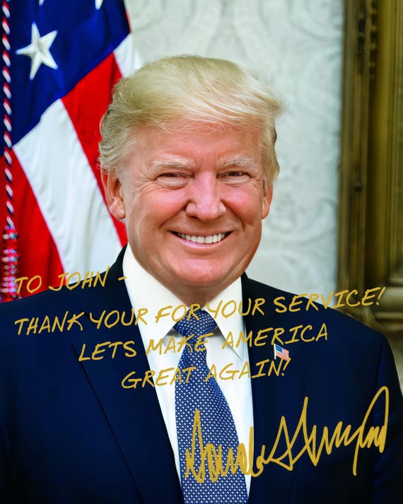 AUTOGRAFO Di Donald Trump Firmato Dal Presidente MAGA Con Cornice Personalizzata 11x14 Display B - Italia - Foto 2