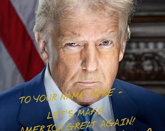 Personalized President Donald Trump Message Gold Autograph 8X10 Custom Photo
