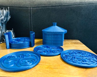 Dr Who Tardis Coaster Set, Gallifreyan Time Lord Gift