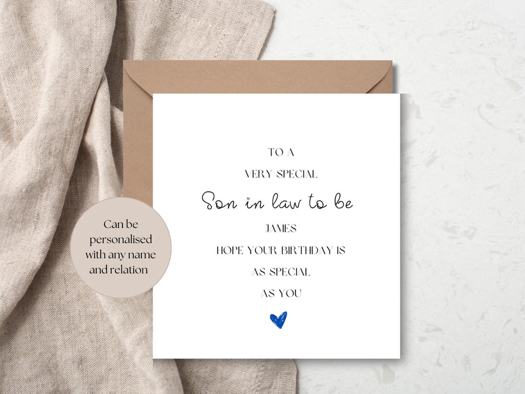 Personalised Happy Birthday Card Son in Law to Be/ Son in Law Someone ...
