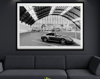 Porsche - Cars-Fathers Day Gift - Porsche 911 Poster - Car Art - Sports Car - Photo - 911 - Black and White Photography - Luxury Car Poster