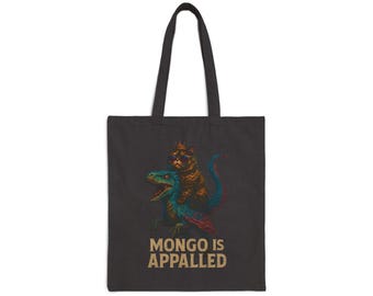 Unique Inspirational Tote Bag, Motivational Bag, Funny Cat and Dinosaur Design, Gift for Her, Reusable Shopping Bag, Eco-Friendly Carryall