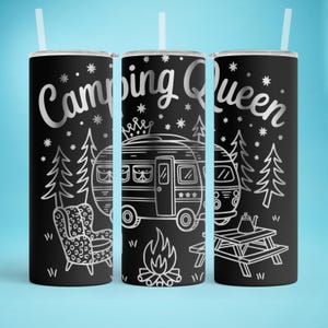 Camping Queen Tumbler Laser SVG: 20 oz Full Wrap (Digital File)