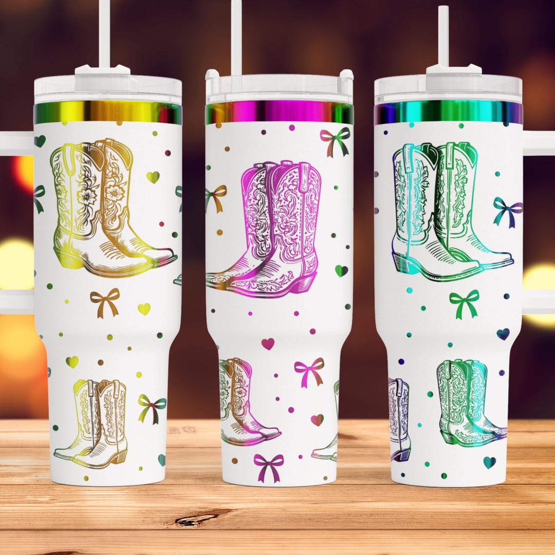 Coquette Cowgirl Boots Laser SVG, Seamless Laser SVG, 40 Oz Tumbler ...