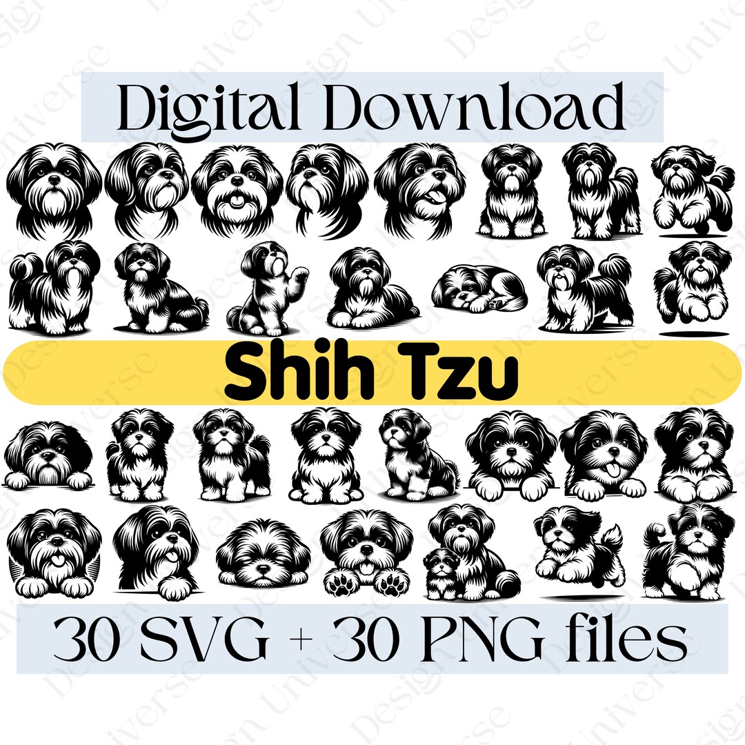 Shih Tzu Bundle PNG, Dog SVG Bundle, Digital Download, POD Design - Etsy