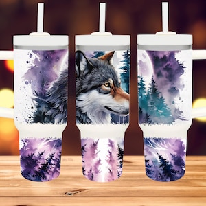 Grey Wolf PNG, 40 oz Tumbler Sublimation Design, Digital Download, POD Design